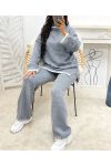 ENSEMBLE PULLOVER + PANTALON MAILLE AH250346 GRIS