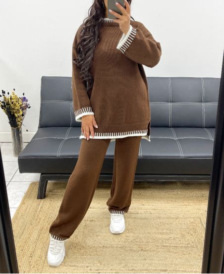 CHOCOLATE AH250346 KNITTED SWEATER + PANTS SET