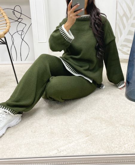 SWEATER + KNIT PANTS SET AH250346 KAKI