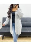 CARDIGAN CON TRECCE MORBIDE AH250344 GRIGIO