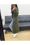 EXTRA LONG KNIT VEST AH250329 KHAKI