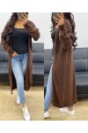 EXTRA LONG KNIT CARDIGAN AH250329 CHOCOLATE