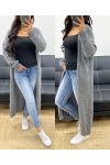 EXTRA LONG KNIT VEST AH250329 GREY