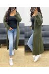 EXTRA LONG KNIT VEST AH250329 KHAKI