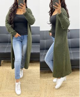 EXTRA LONG KNIT VEST AH250329 KHAKI