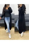 EXTRA LONG KNIT CARDIGAN AH250329 BLACK