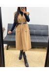 SLEEVELESS COAT + AH250317 BELT CAMEL