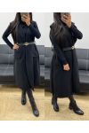 SLEEVELESS COAT + BELT AH250317 BLACK