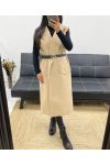 SLEEVELESS COAT + BELT AH250317 BEIGE