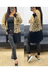 GILET IN MAGLIA LEOPARDATA MULTICOLORE AH250312 CAMMELLO