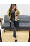 GILET MAILLE MULTICOLORE LEOPARD AH250312 CAMEL