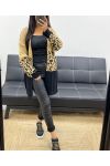 MULTICOLOURED LEOPARD KNIT VEST AH250312 CAMEL