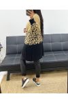 MULTICOLOURED LEOPARD KNIT VEST AH250312 CAMEL