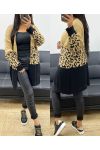 MULTICOLOURED LEOPARD KNIT VEST AH250312 CAMEL