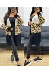 CARDIGAN IN MAGLIA LEOPARDATA MULTICOLORE AH250312 BEIGE