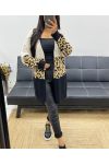 GILET MAILLE MULTICOLORE LEOPARD AH250312 BEIGE