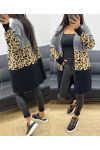 MULTICOLOURED LEOPARD KNIT VEST AH250312 GREY