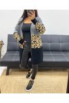 MULTICOLOURED LEOPARD KNIT VEST AH250312 GREY