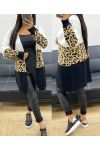 GILET IN MAGLIA MULTICOLORE LEOPARD AH250312 BIANCO