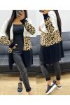 GILET IN MAGLIA MULTICOLORE LEOPARD AH250312 BIANCO