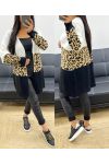 GILET IN MAGLIA MULTICOLORE LEOPARD AH250312 BIANCO