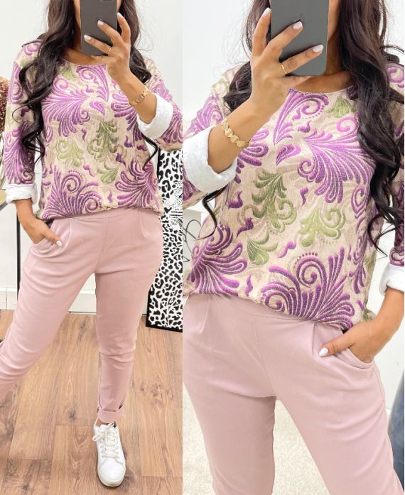 LIGHTWEIGHT SWEATER PRINTED AH250013 PURPLE