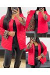 CHAQUETA ACOLCHADA CON FORRO DE LEOPARDO AH250168 ROJO