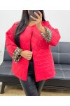 VESTE MATELASSEE DOUBLURE LEOPARD AH250168 ROUGE