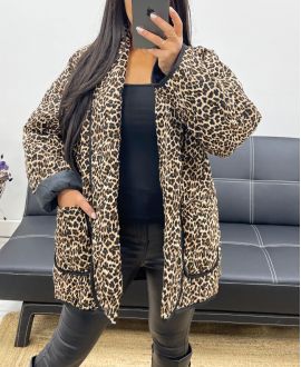 MAXI GEWATTEERDE JAS AH250379 LEOPARD P