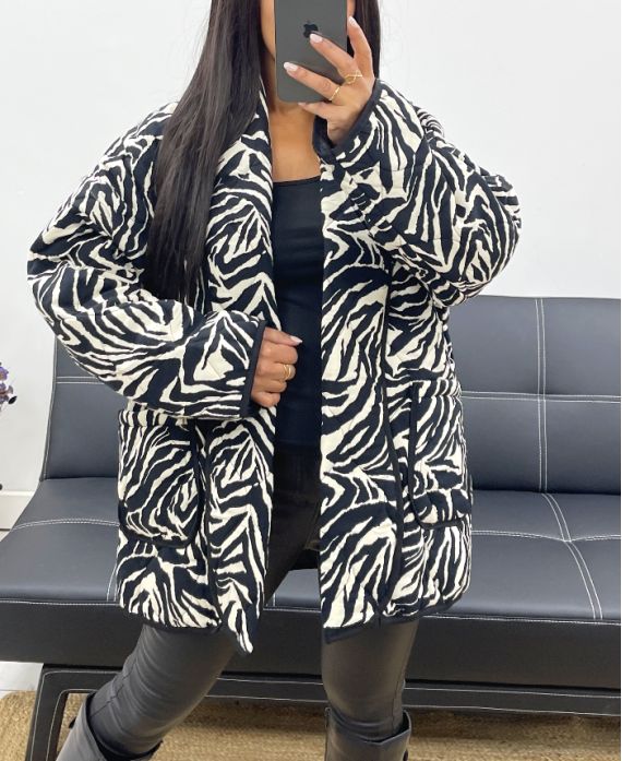 GESTEPPTE MAXIJACKE MIT ZEBRAFUTTER AH250379