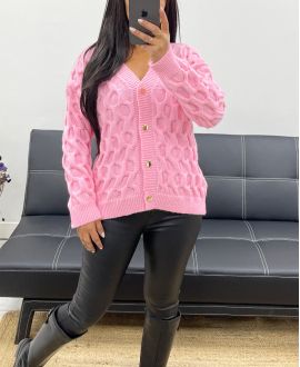 CARDIGAN CON BOTTONI ORO AH250381 ROSA