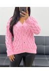 STRICKJACKE MIT GOLDKNÖPFEN AH250381 ROSA