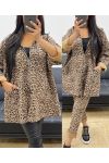 VESTE OVERSIZE ZIPEE SUEDINE LEOPARD AH250339 