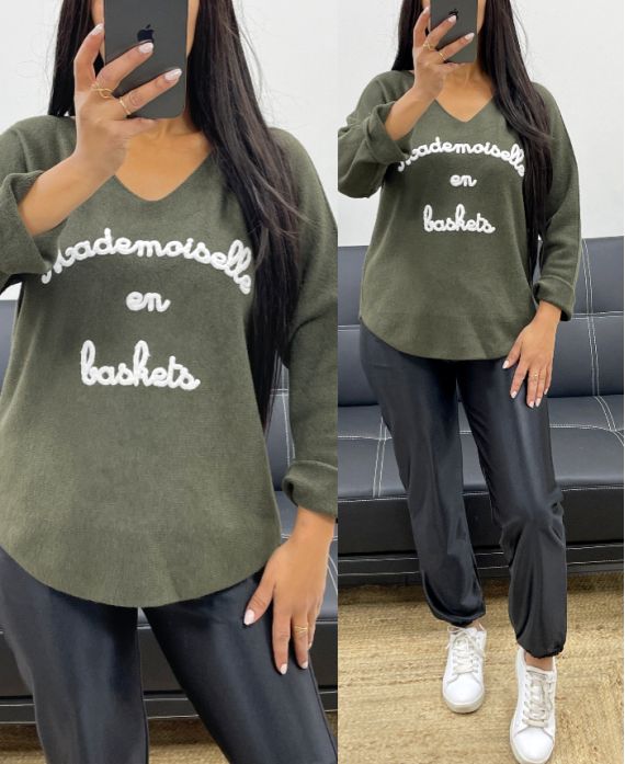 PULL SANS COUTURES MADEMOISELLE EN BASKETS AH250392 VERT MILITAIRE