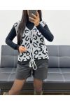 LEOPARD TIE VEST AH250398 LIGHT GREY