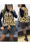 GILET SANS MANCHES A NOUER LEOPARD AH250398 CAMEL