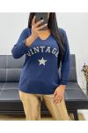 VINTAGE V-NECK LIGHTWEIGHT SWEATER AH250371 NAVY BLUE