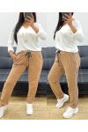 PANTALON EN COTON BANDE RAYE AH250355 CAMEL