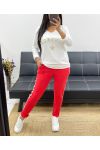 PANTALON EN COTON BANDE RAYE AH250355 ROUGE