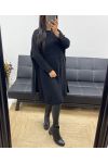 OVERSIZED SWEATER/DRESS LONG SLIT AH250406 BLACK