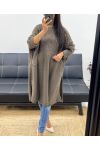 OVERSIZED SWEATER/DRESS WITH LONG SLIT AH250406 TAUPE