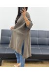 OVERSIZED SWEATER/DRESS WITH LONG SLIT AH250406 TAUPE