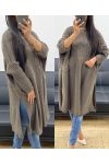 OVERSIZED SWEATER/DRESS WITH LONG SLIT AH250406 TAUPE