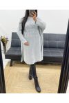 OVERSIZED SWEATER/DRESS LONG SLIT AH250406 LIGHT GREY