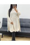 PULLOVER/ROBE OVERSIZE LONG FENTES AH250406 BEIGE