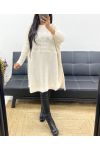 OVERSIZED SWEATER/DRESS WITH LONG SLIT AH250406 BEIGE