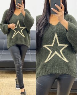 LUREKSOWY SWETER STAR AH250412 KHAKI