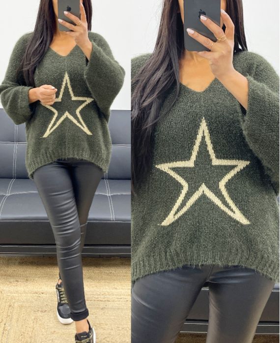 LUREX STAR SWEATER AH250412 KHAKI