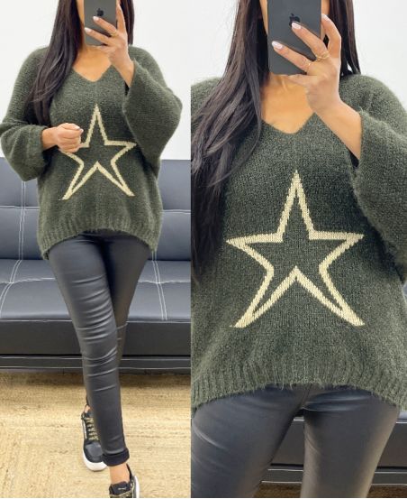 LUREKSOWY SWETER STAR AH250412 KHAKI