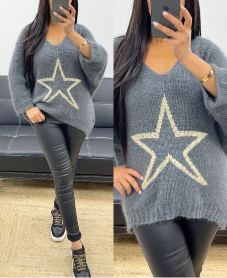 LUREX STAR SWEATER AH250412 GRIJS